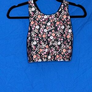 Emily Hsu Design Floral Sleeveless Crop Top Bra Size Medium